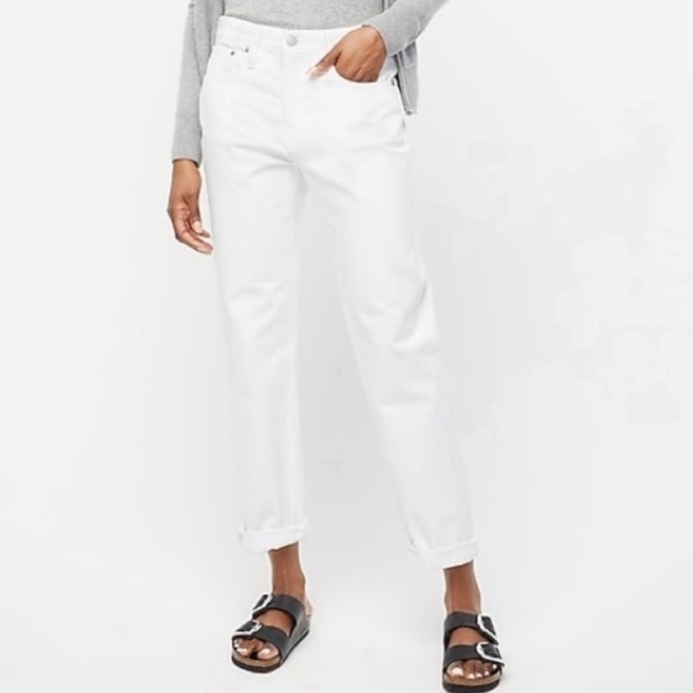 NWT White Boyfriend Jeans J. Crew, Size 28 Tall Looser fit Slouchy Distressed‌‍‍